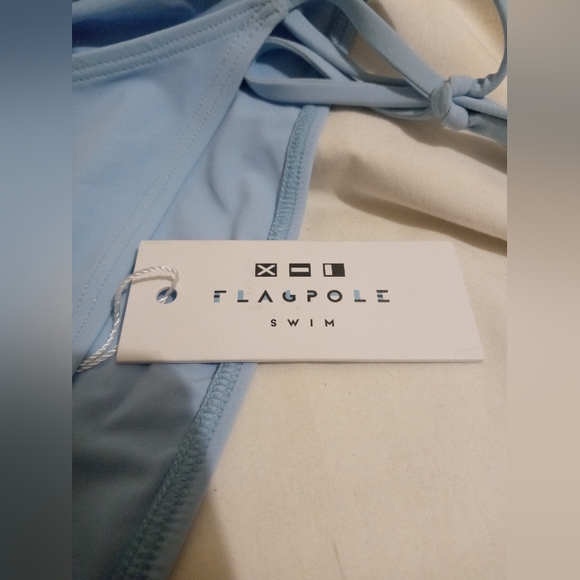 Flagpole Swim Light Blue Bikini Bottom, Size- Medium - Picture 2 of 4